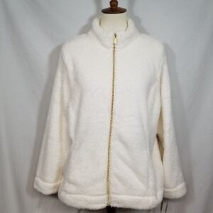 NEW! Croft & Barrow Athleisure Women's XXL Activewear Fuzzy Full Zip-Up Jacket